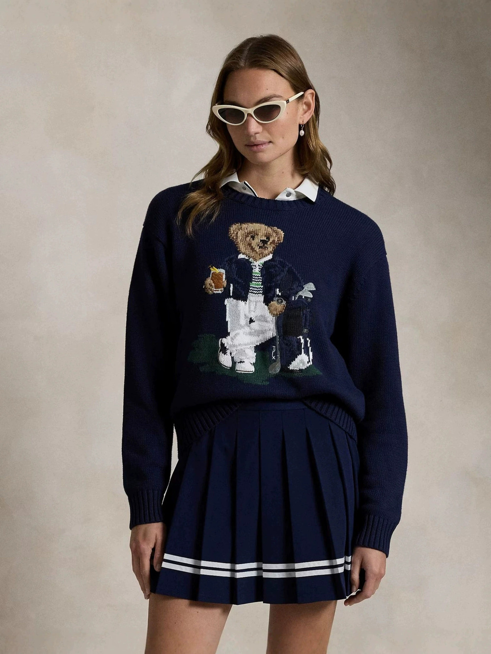 Zara Fall Winter Vintage Bear Crew Neck Heavyweight Knit Sweater Patch